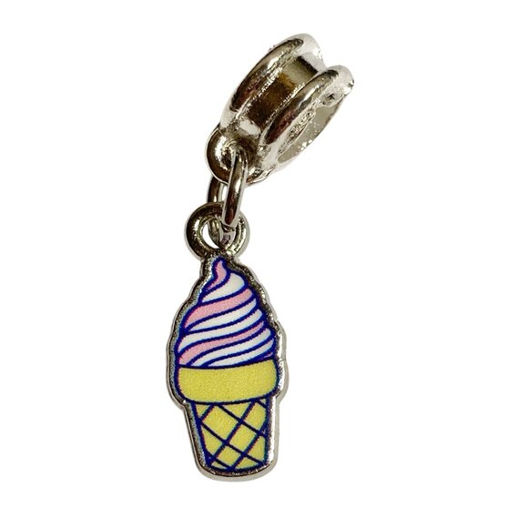 Disney Snacks Ice Cream Cone European Bead Slider Charm Enamel Signed Stitch - Picture 1 of 8